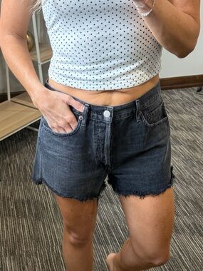 Agolde Washed Black Denim Cutoff Shorts
